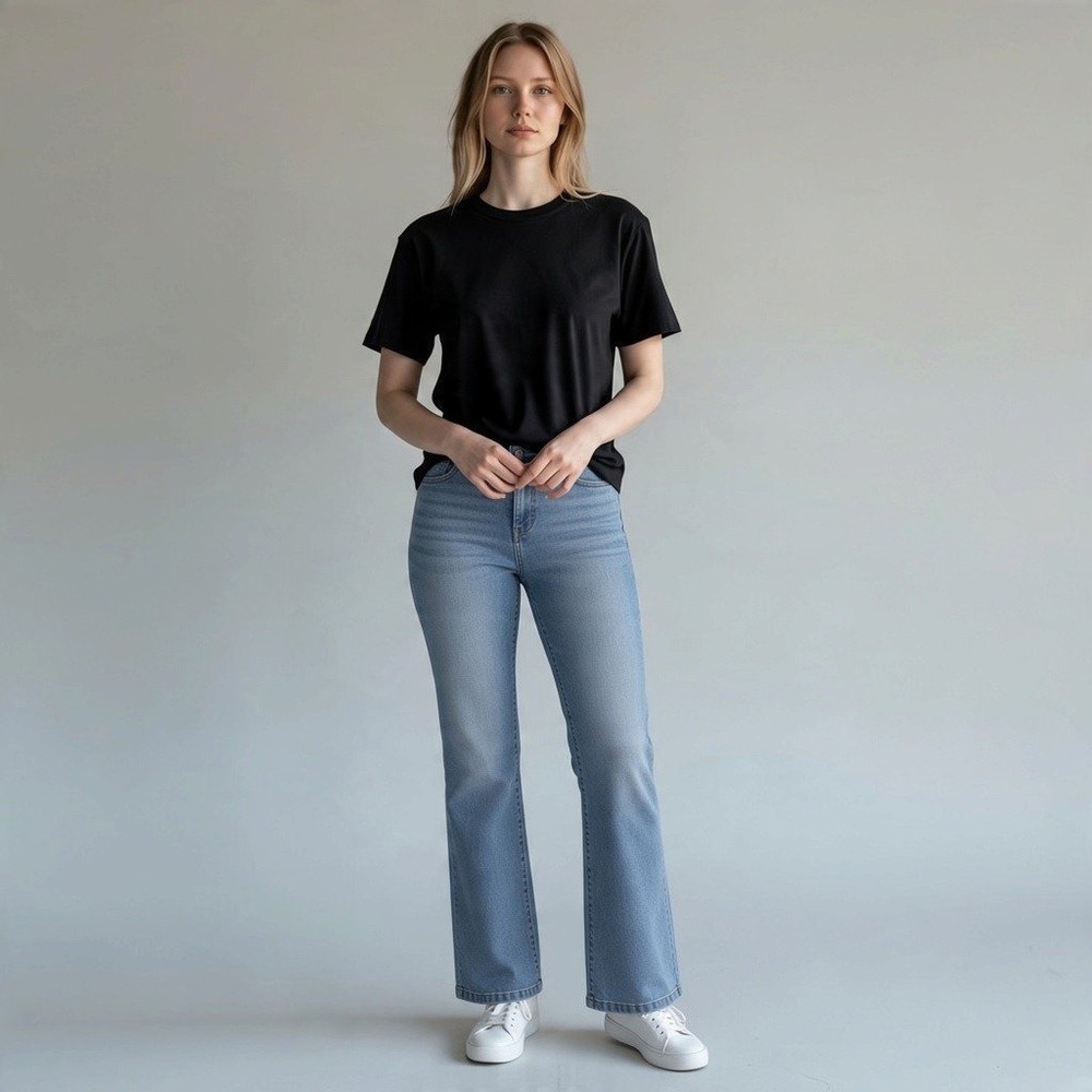We The Free Flare Boho Jeans M Blue Pull On Stretch 70s Style Indie Retro